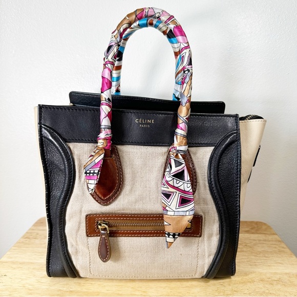 Celine Colorblock Micro Luggage Tote - Picture 1 of 16
